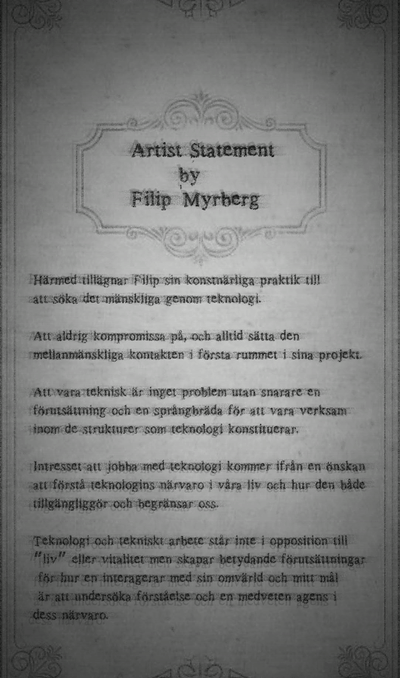 Artist statement by Filip