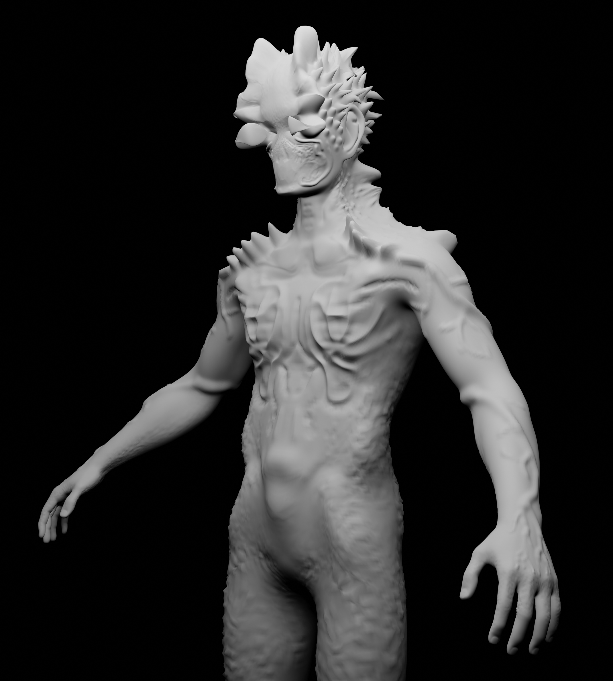 Sculpting test 1 on character in Blender