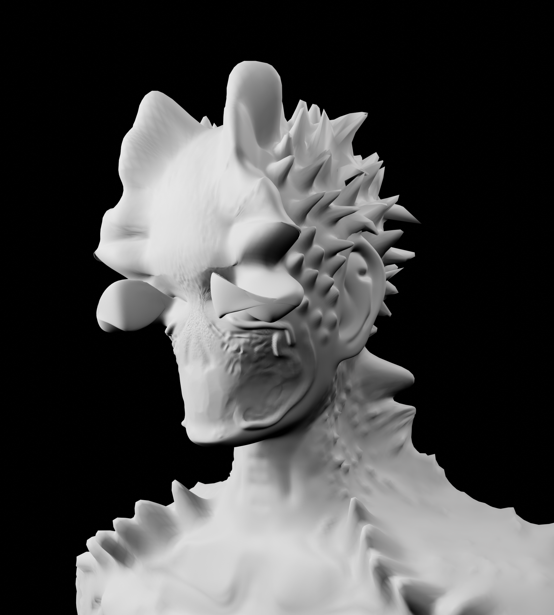 Sculpting test 2 on character in Blender