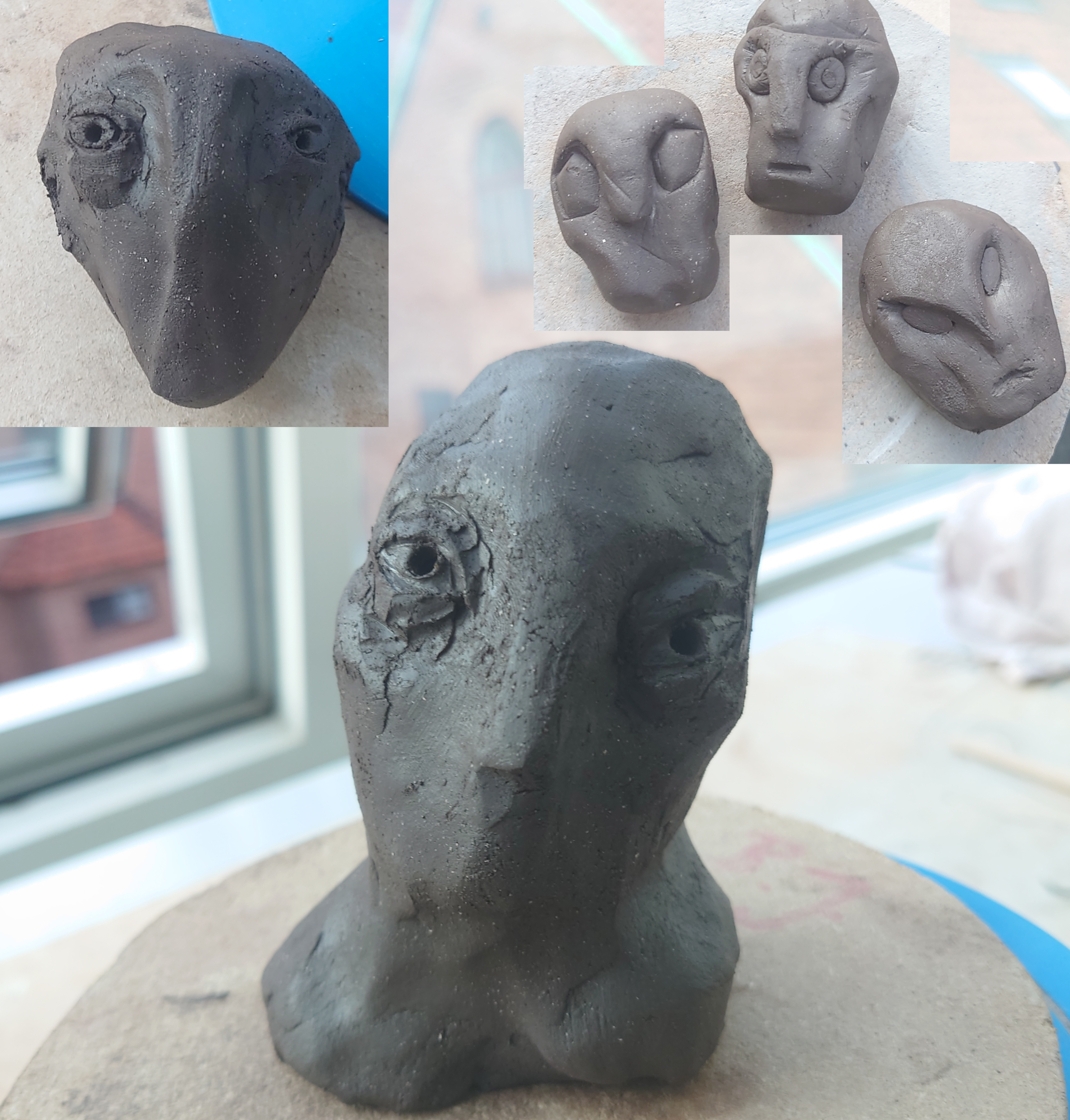 modeled face in clay
